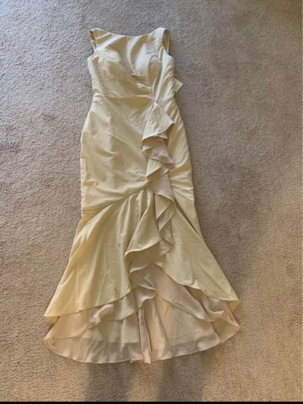 Elegant Cream Ruffled High-Low Prom Dress